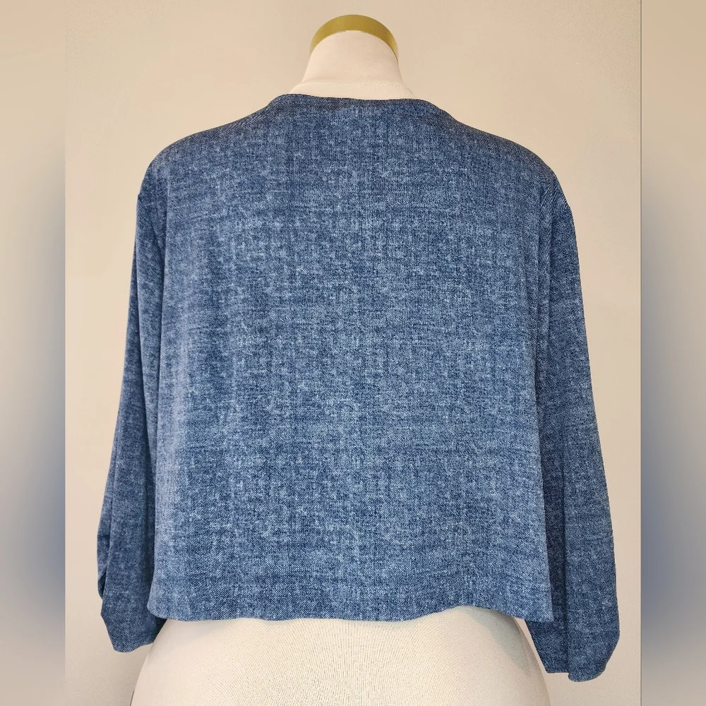 Preceptions Womans 3X Denim Blue Color Cropped Cardigan - Picture 5 of 10